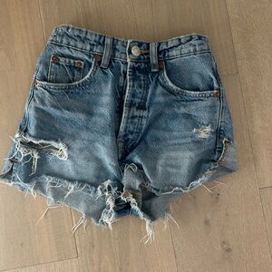 Zara Blue Jean Shorts Distressed High-Waisted